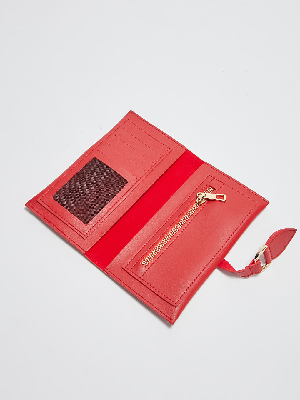 Kırmızı Kadın Deri Görünümlü Cüzdan-2