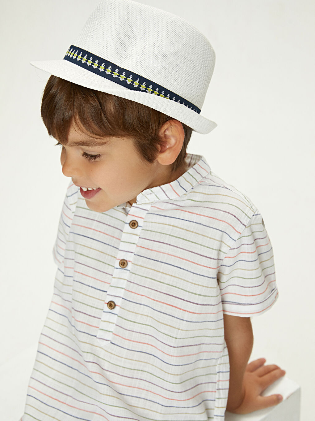 Boys' piping detailed hat