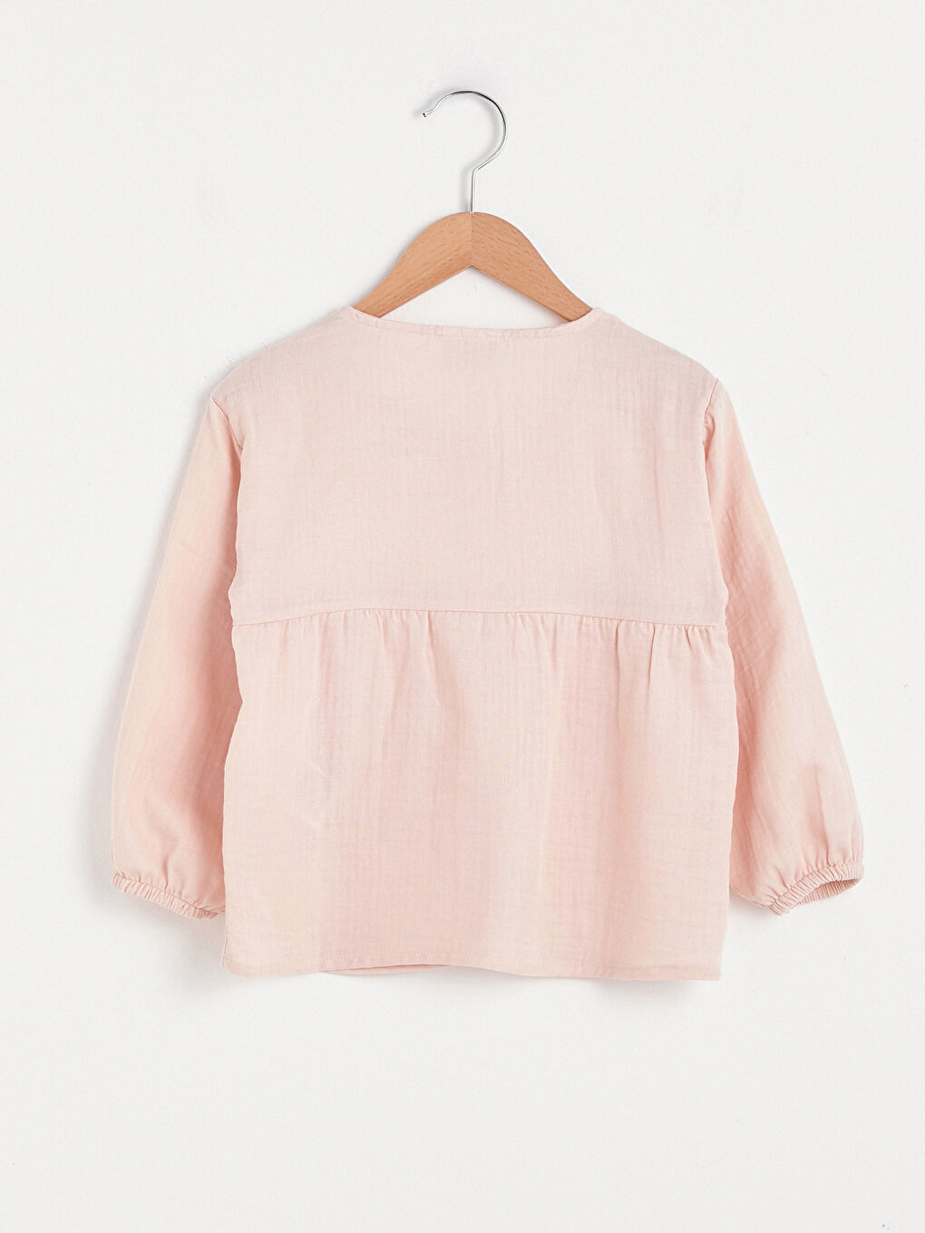 Crew Neck Basic Long Sleeve Girl's Shirt-1