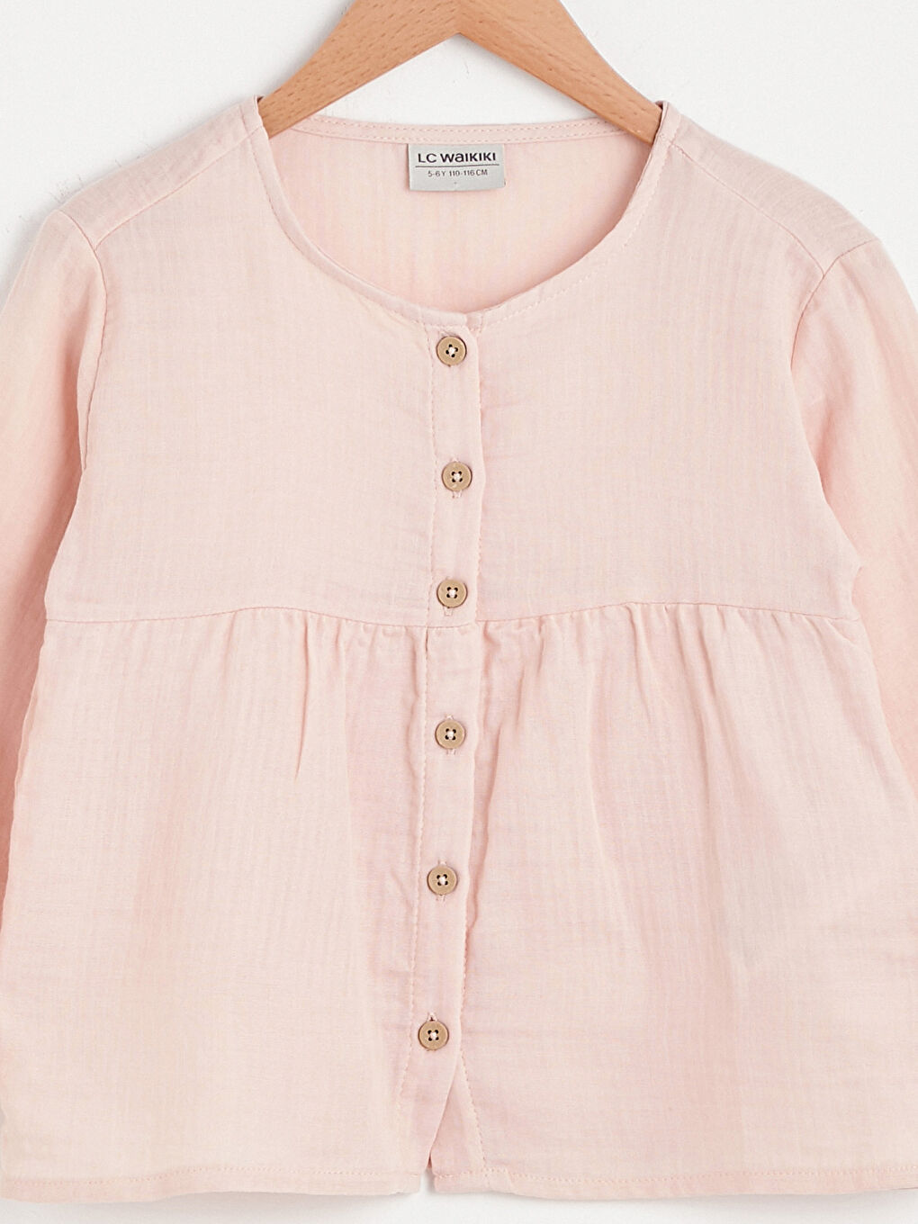 Crew Neck Basic Long Sleeve Girl's Shirt-2