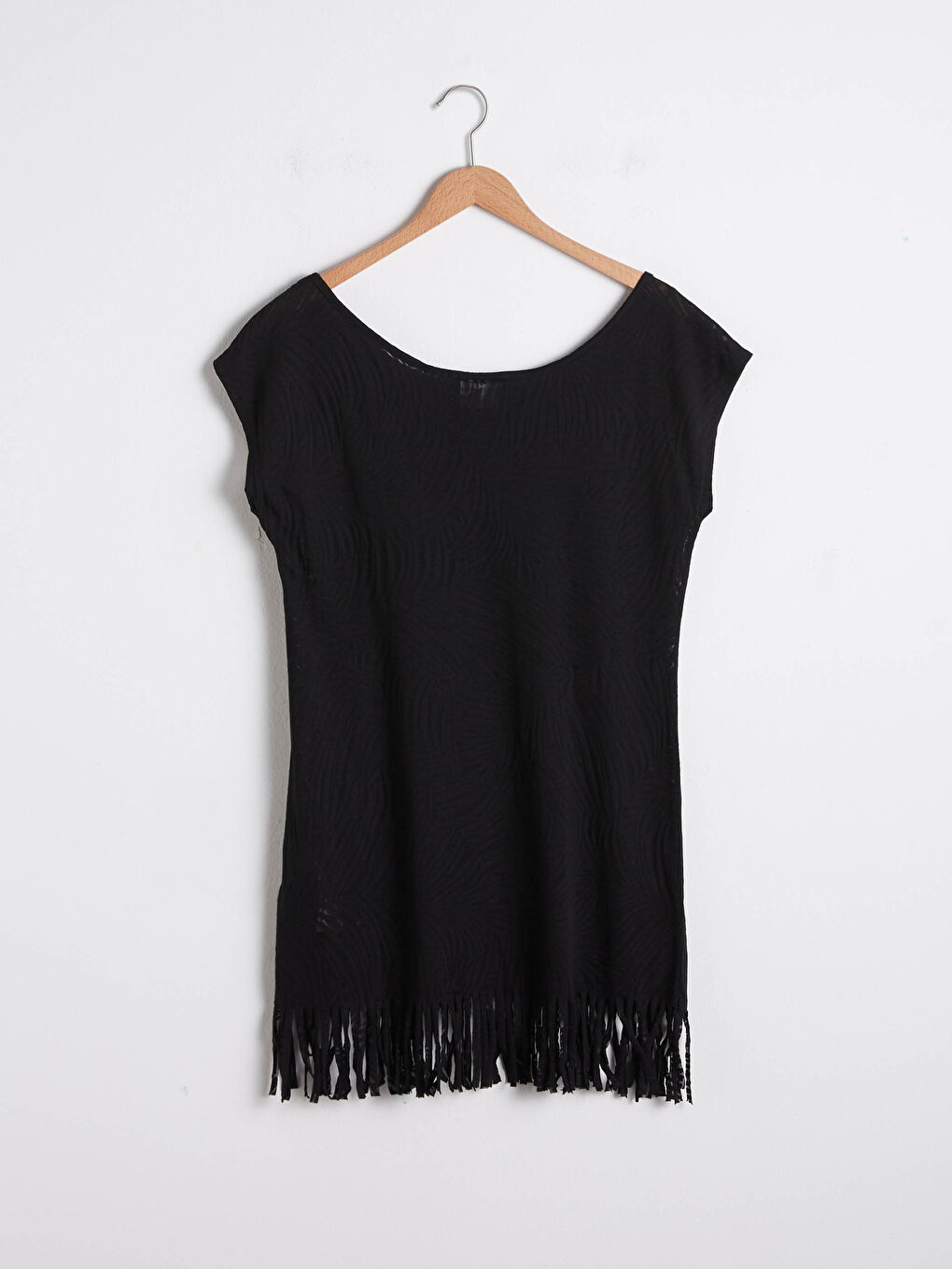 Siyah Kayık Yaka Kadın Plaj Elbisesi-11