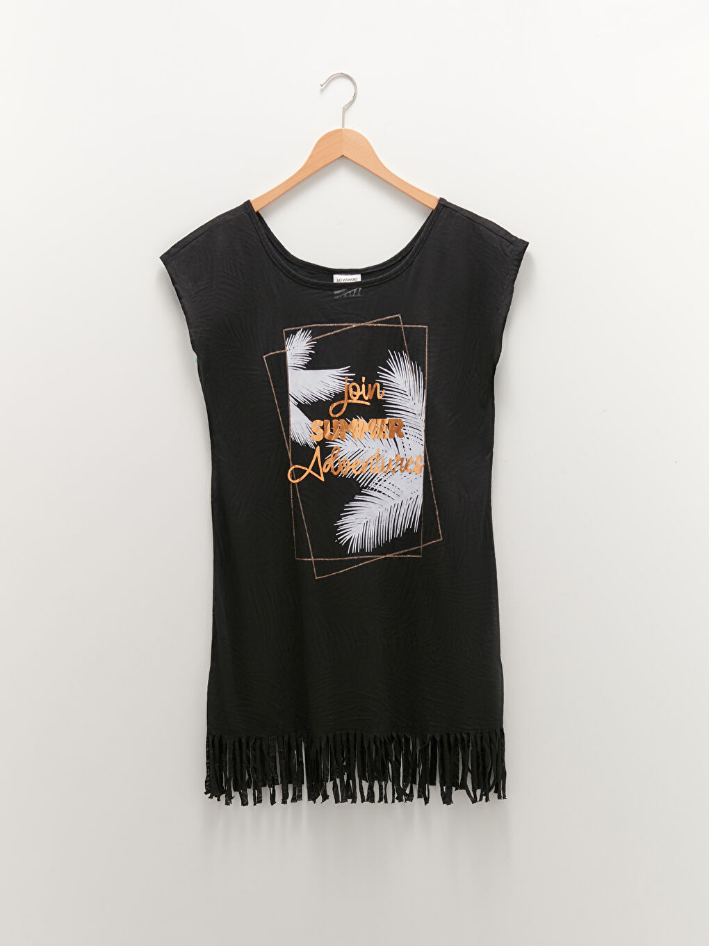 Siyah Kayık Yaka Kadın Plaj Elbisesi-9