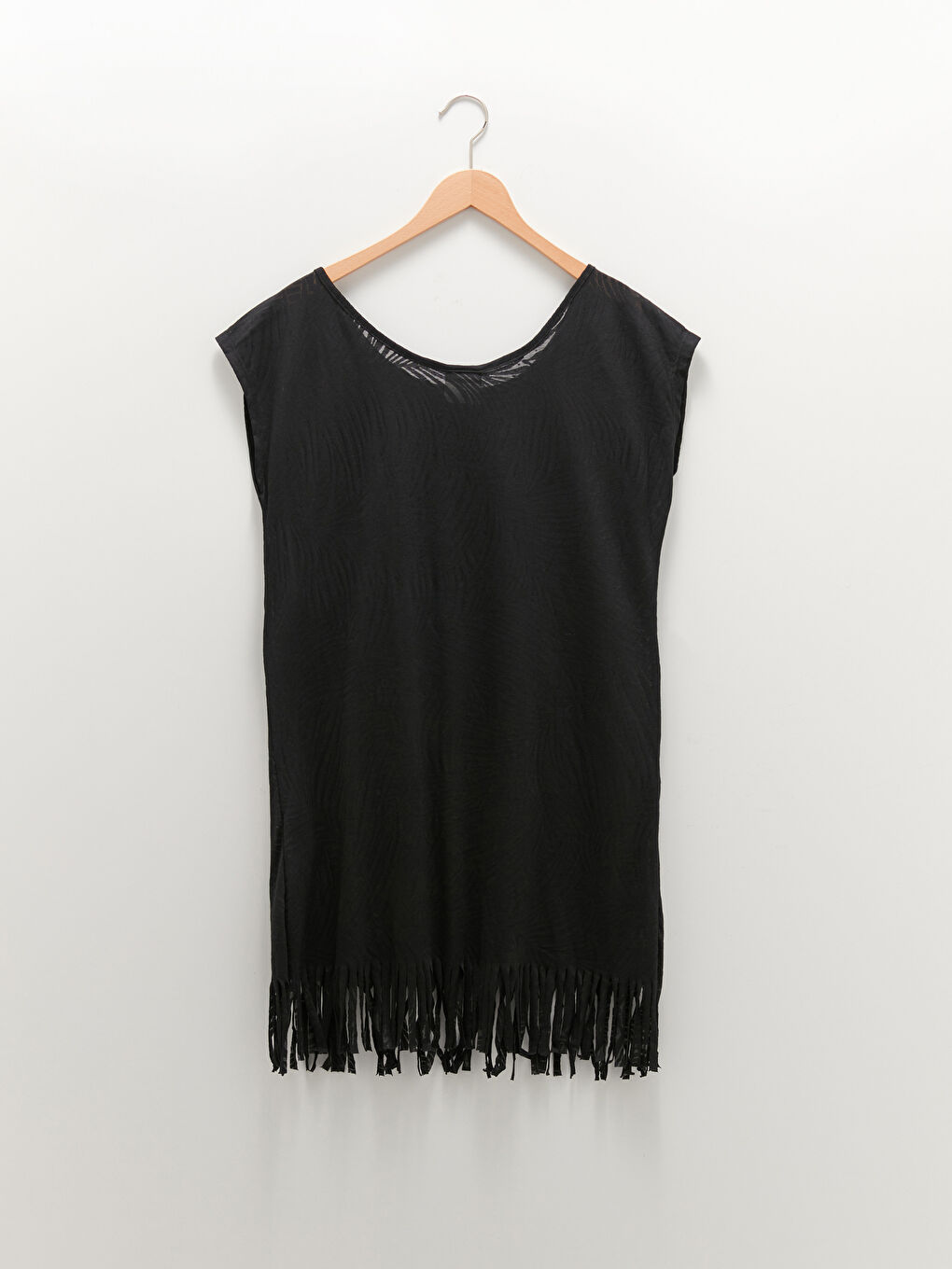 Siyah Kayık Yaka Kadın Plaj Elbisesi-10