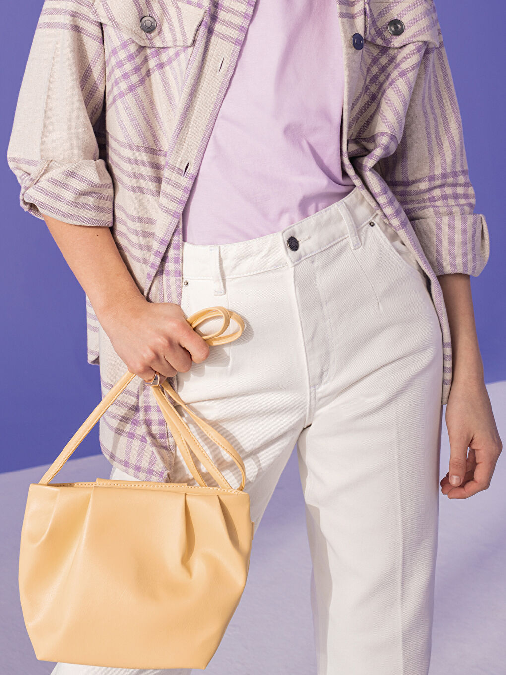 Sarı Deri Görünümlü Çapraz Çanta