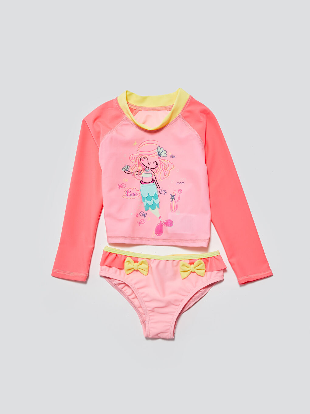 Crew Neck Long Sleeve Printed Baby Girl Bikini