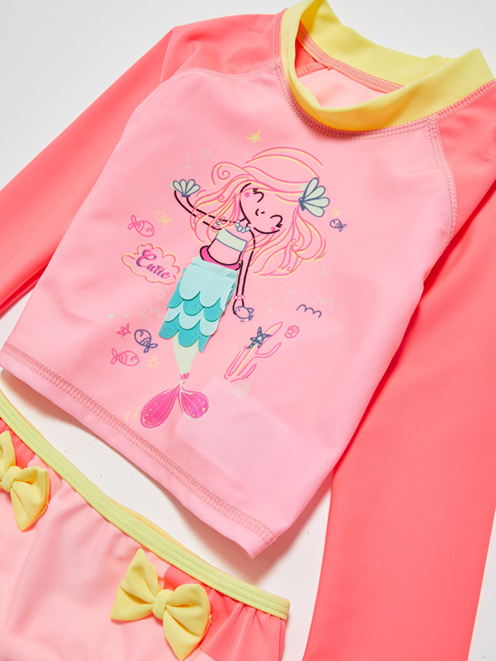 Crew Neck Long Sleeve Printed Baby Girl Bikini-2