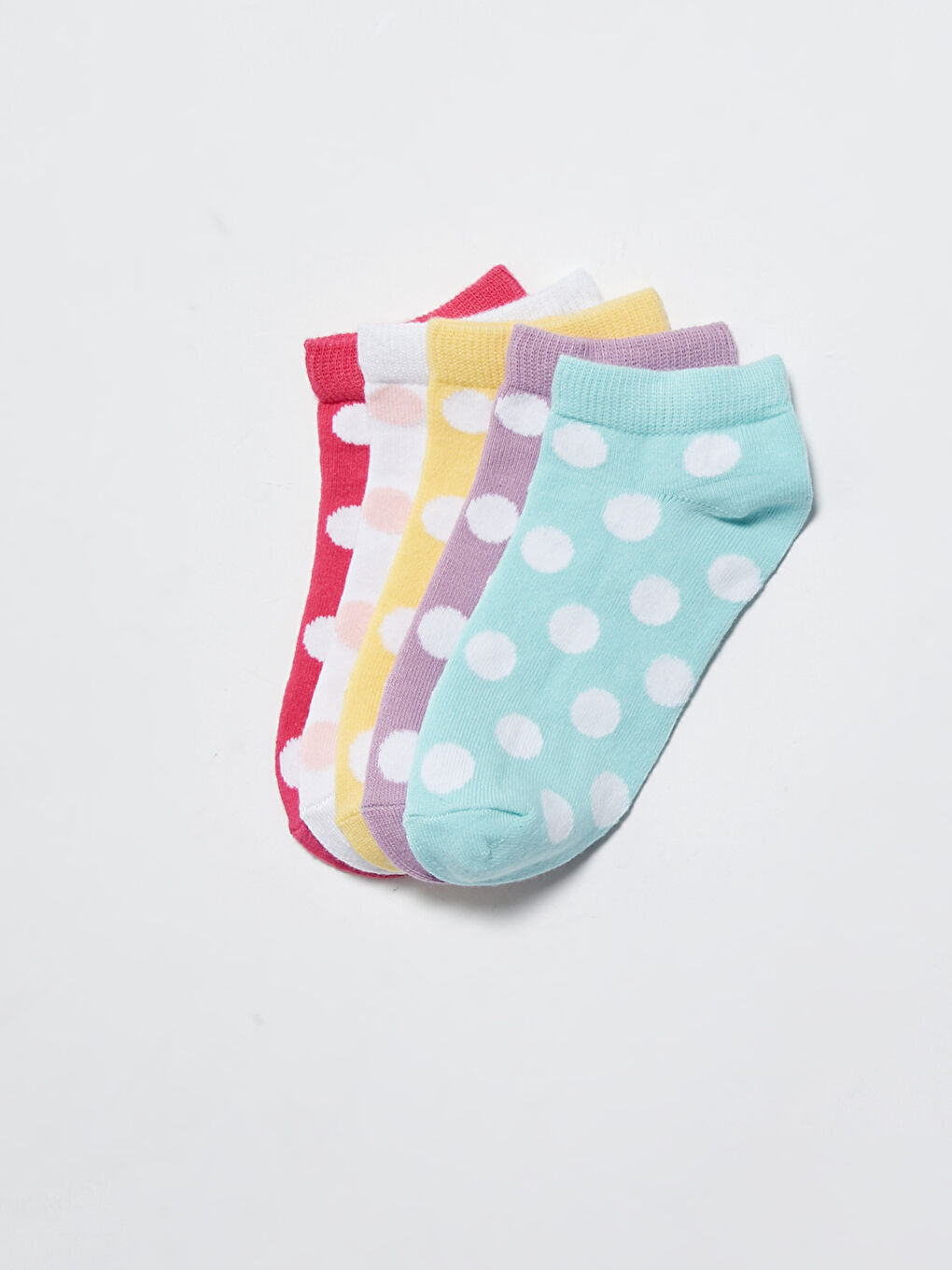 Короткие носки в горошек для девочек, комплект из 5 штук