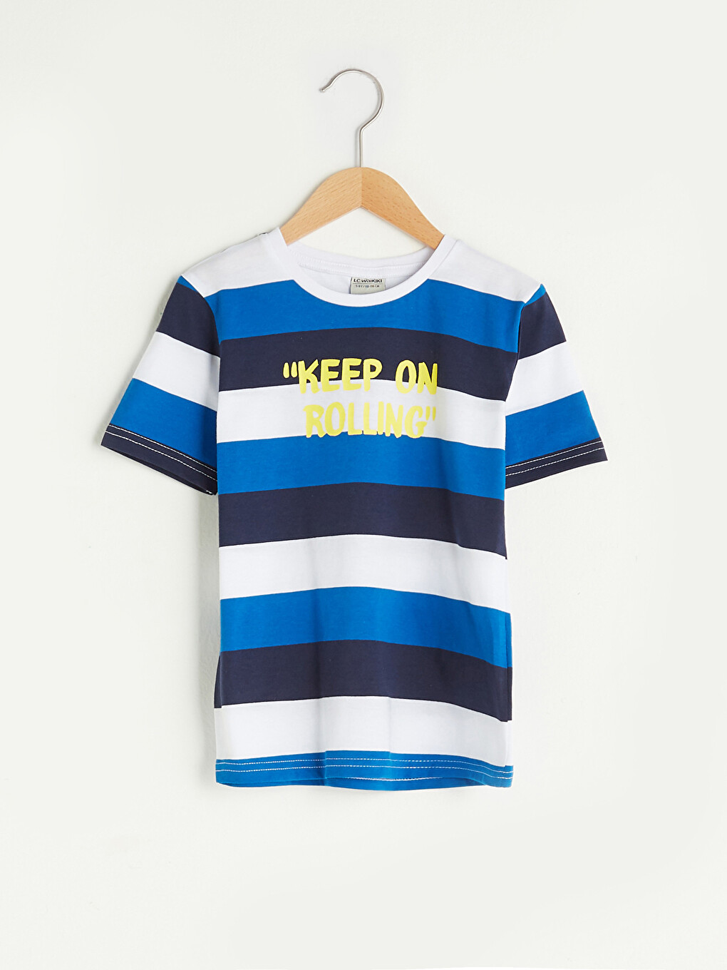 Crew Neck Striped Short Sleeve Cotton Boy T-shirt