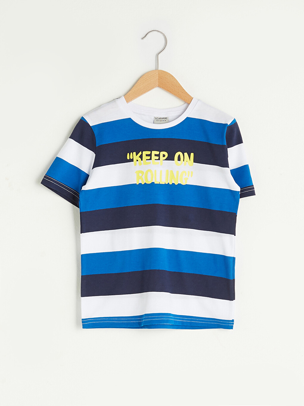 Crew Neck Striped Short Sleeve Cotton Boy T-shirt-1