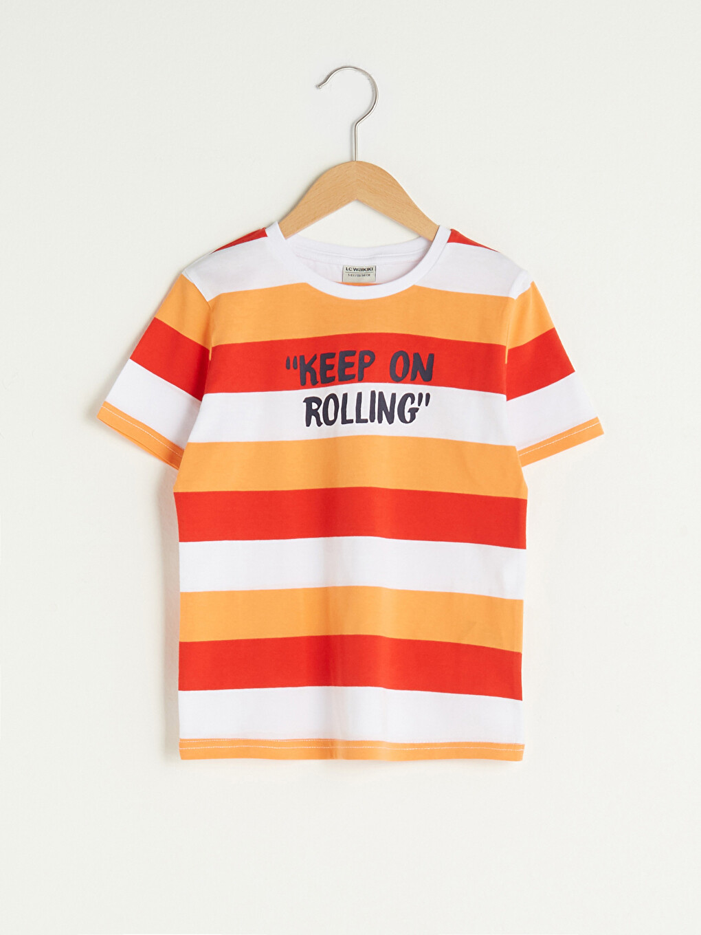 Crew Neck Striped Short Sleeve Cotton Boy T-shirt