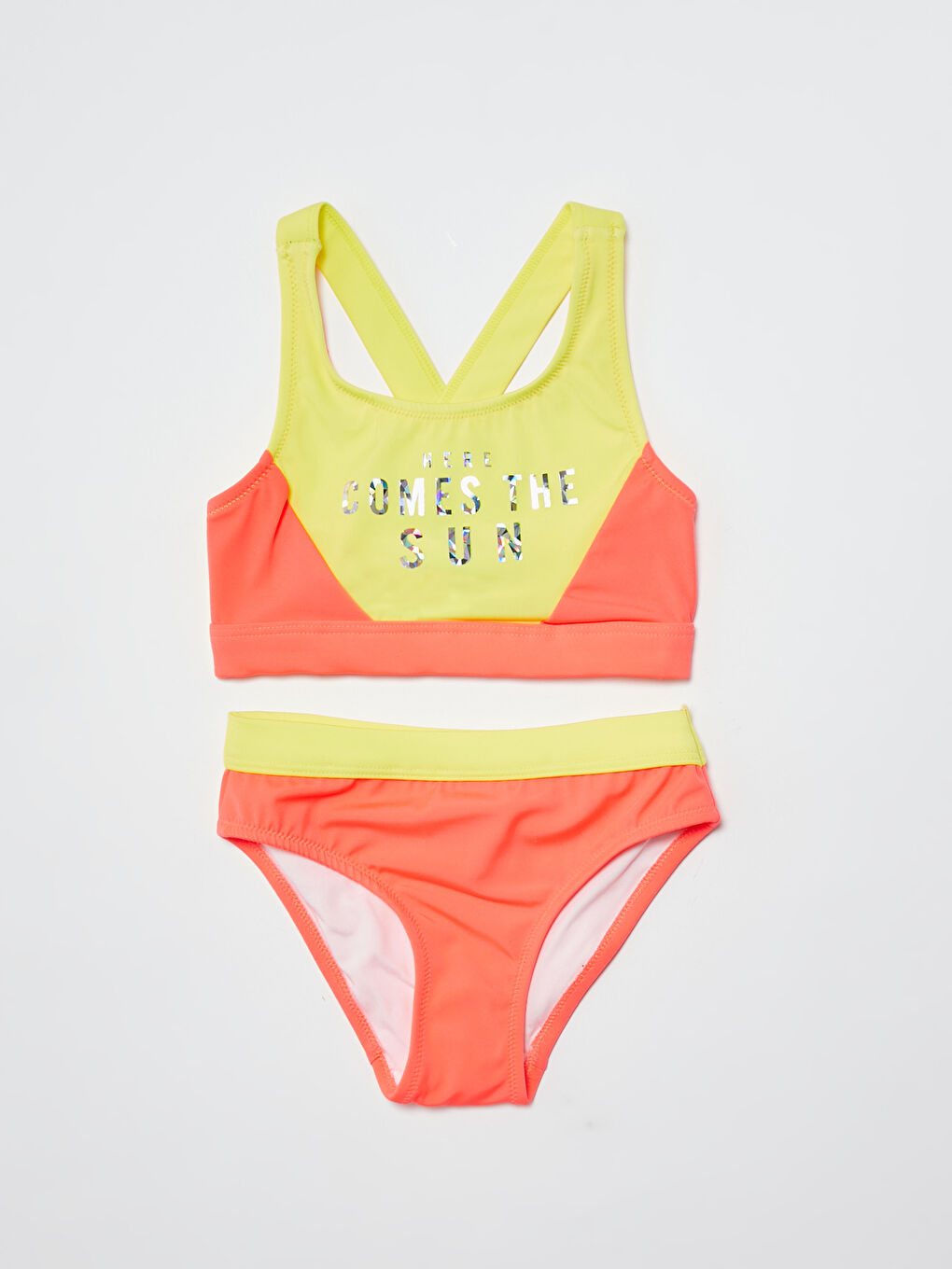 LCW Kids Sari Esnek Kumaştan Baskılı Kız Çocuk Bikini