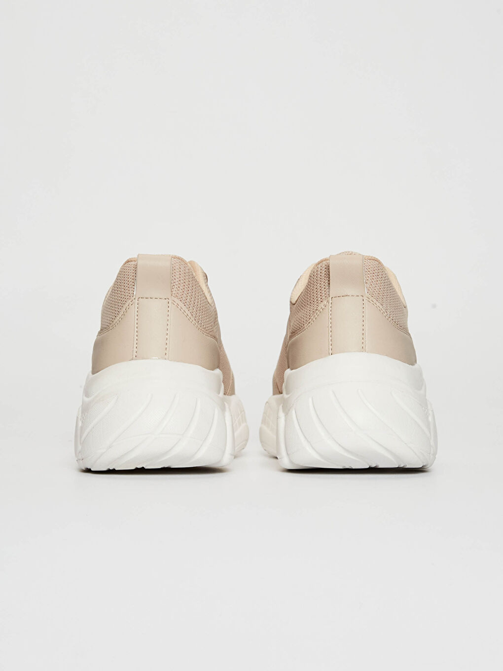 Bej File Detaylı Bağcıklı Kadın Spor Ayakkabı-4