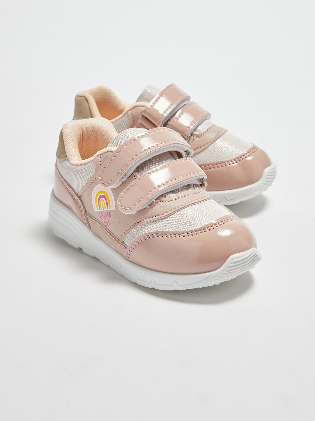 Leather Look Hook And Loop Baby Girl Sneaker-1