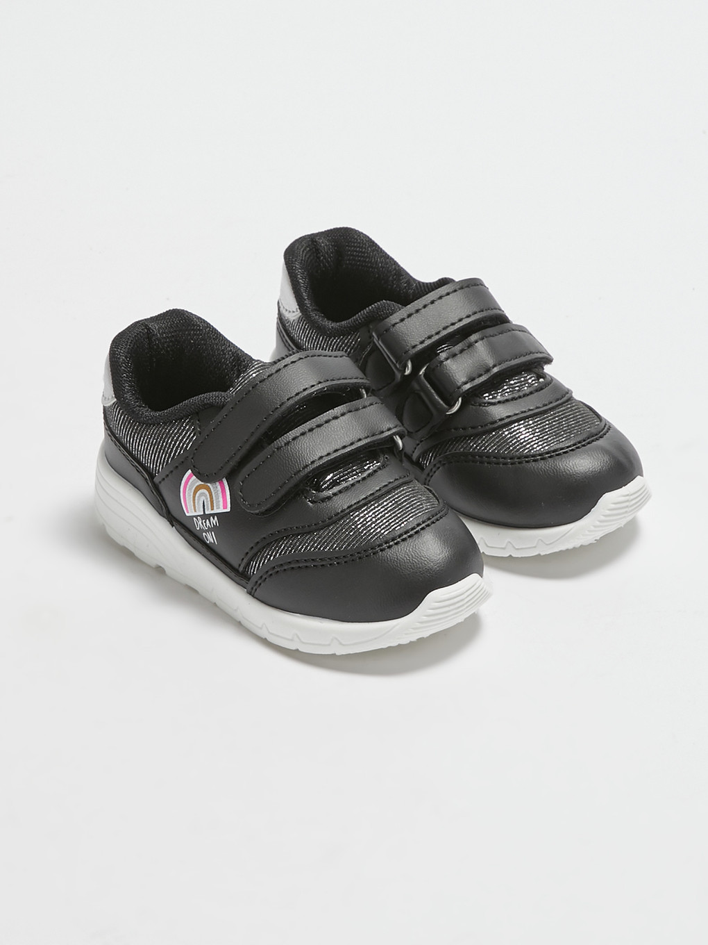 Leather Look Hook And Loop Baby Girl Sneaker