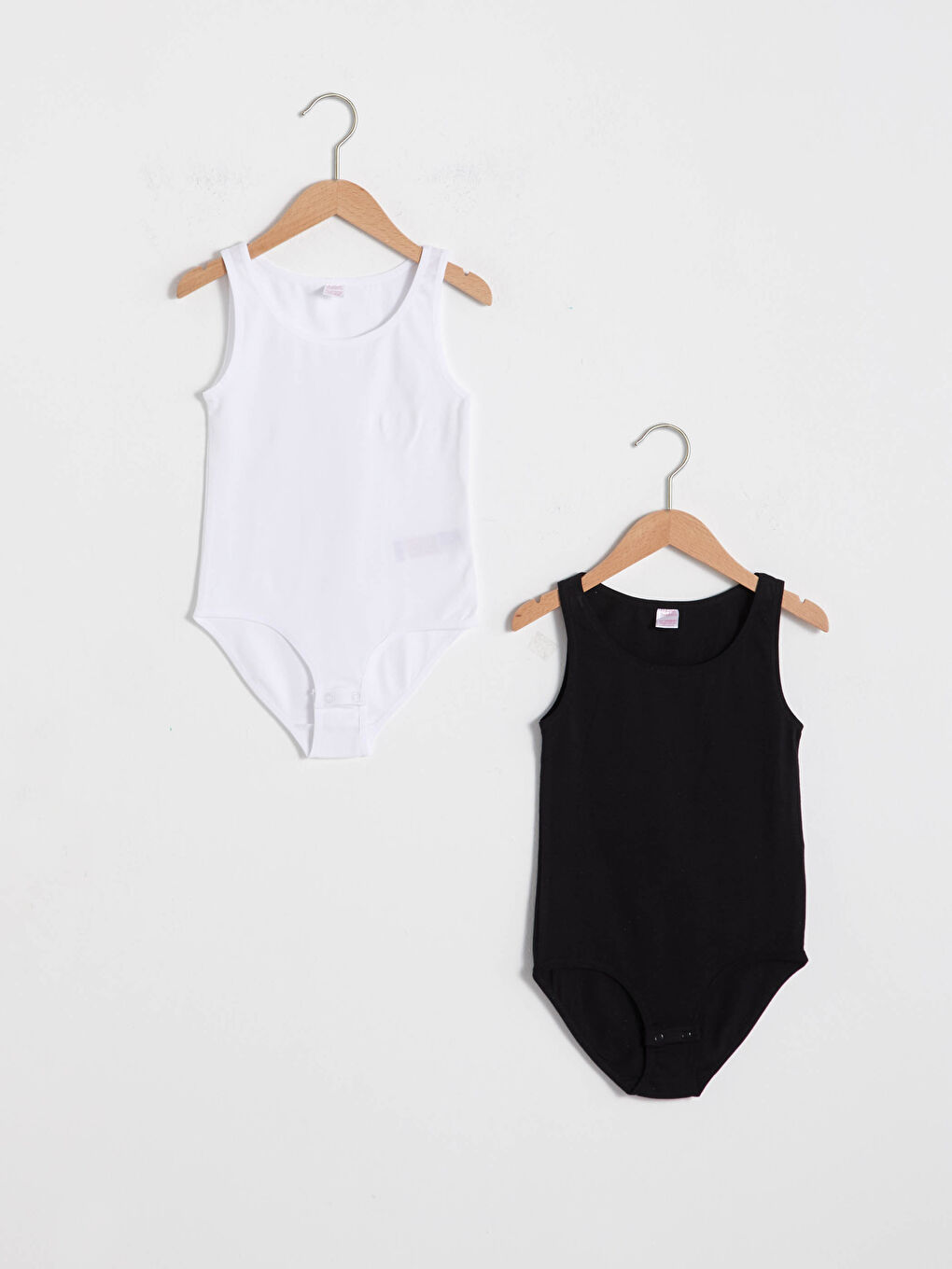 Базовое хлопковое боди с круглым вырезом и заклепками для девочек, 2 штуки