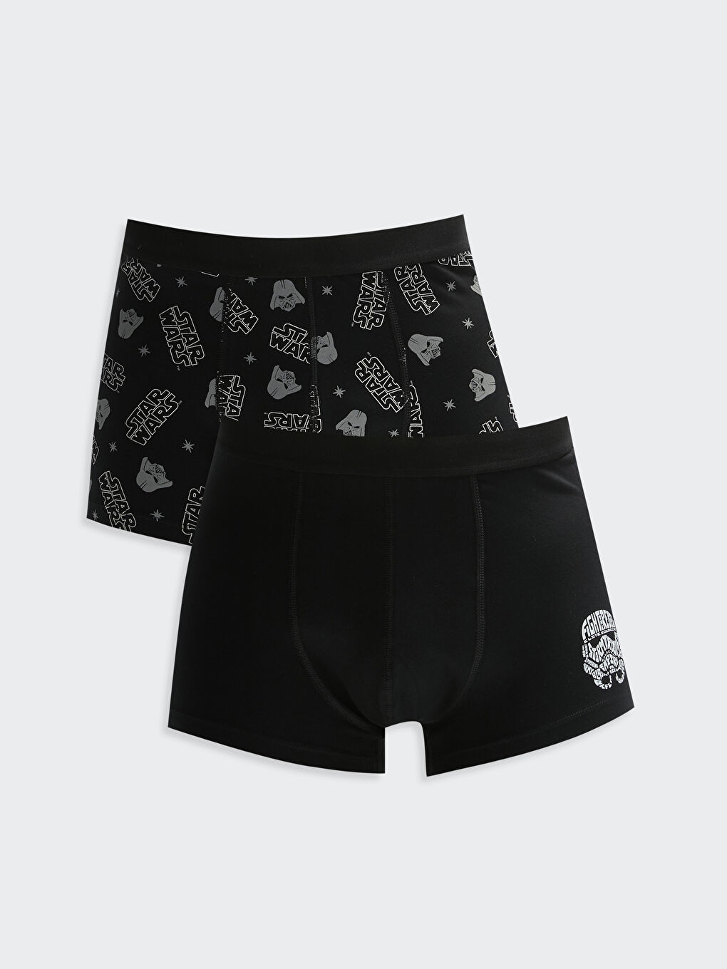 Siyah Standart Kalıp Star Wars Baskılı Esnek Kumaş Erkek Boxer 2'li