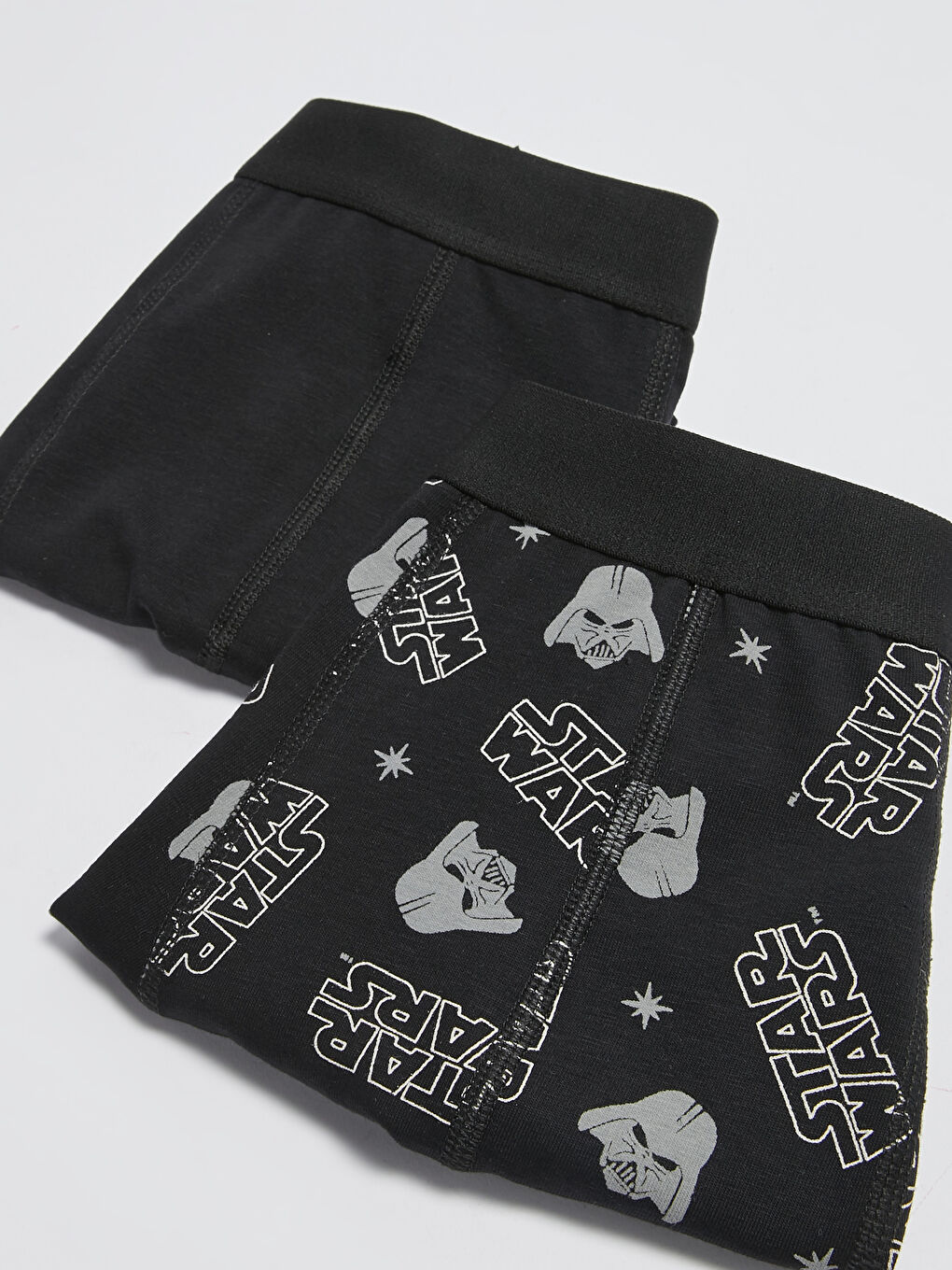 Siyah Standart Kalıp Star Wars Baskılı Esnek Kumaş Erkek Boxer 2'li-1