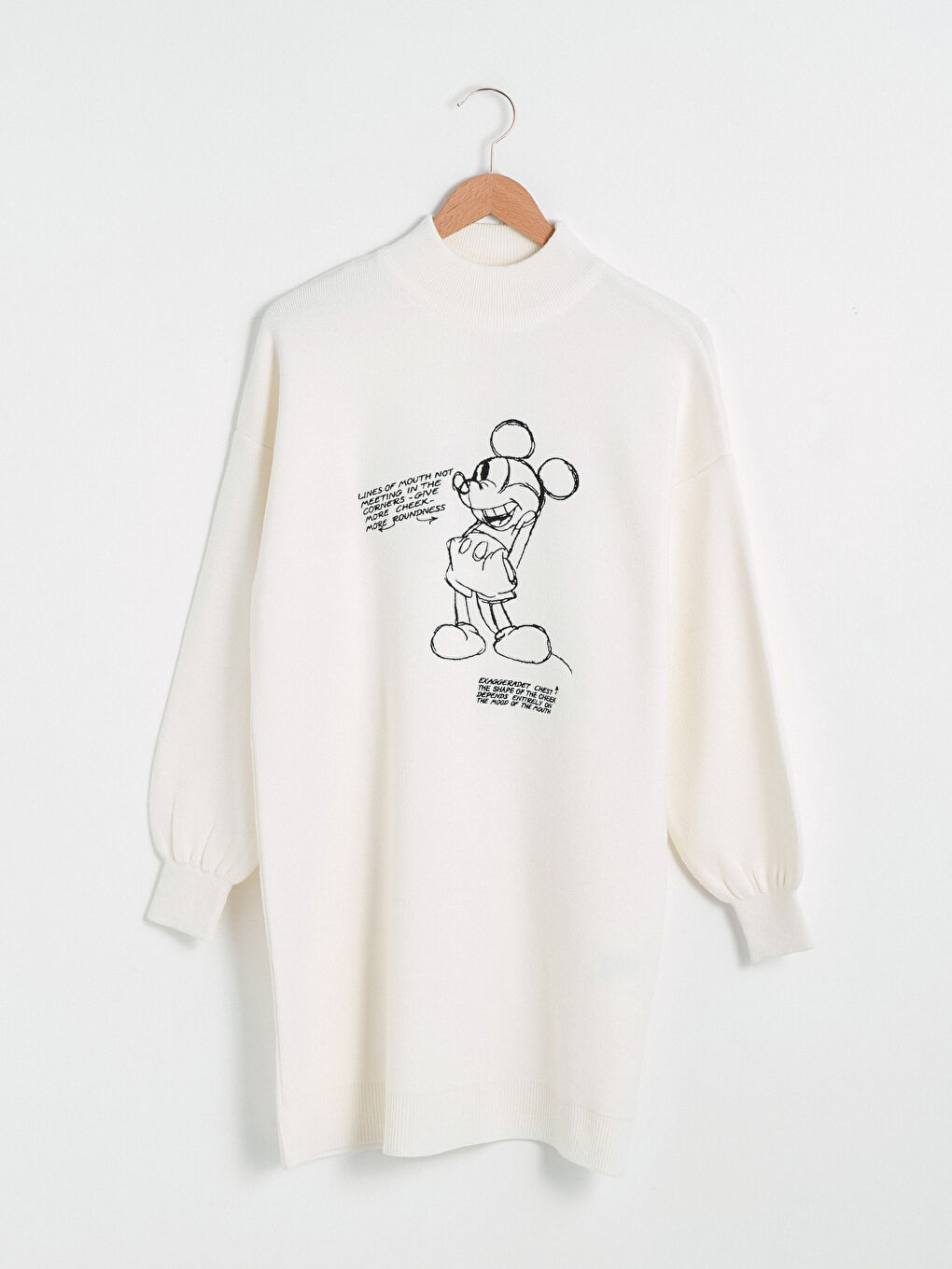 Half Turtleneck Mickey Mouse Printed Long Sleeve Women's Tunic-6