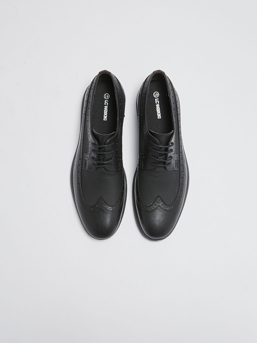 Siyah Deri Görünümlü Bağcıklı Erkek Klasik Ayakkabı-2