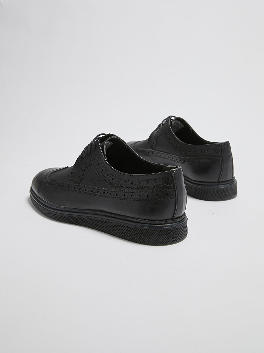 Siyah Deri Görünümlü Bağcıklı Erkek Klasik Ayakkabı-4