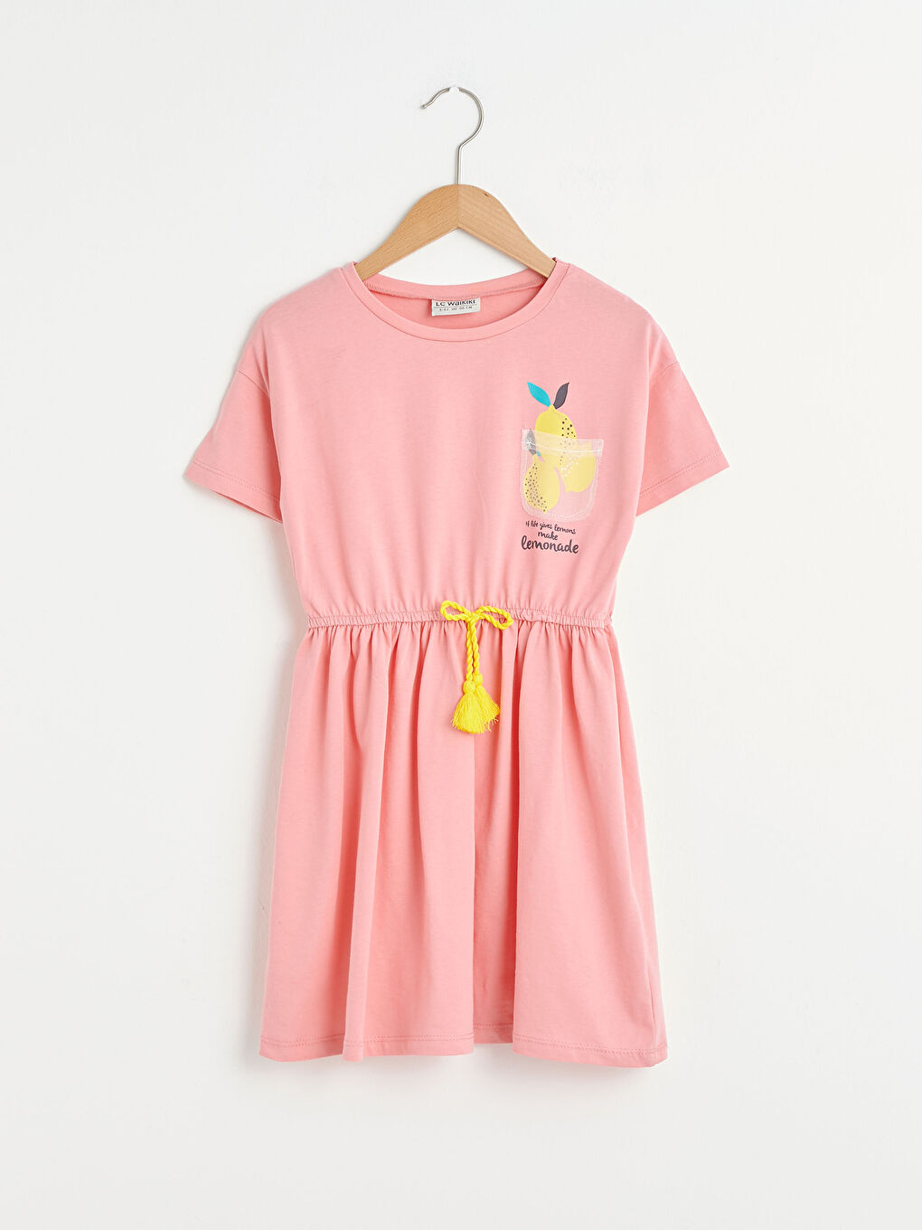 Crew Neck Printed Short Sleeve Girls' Dress