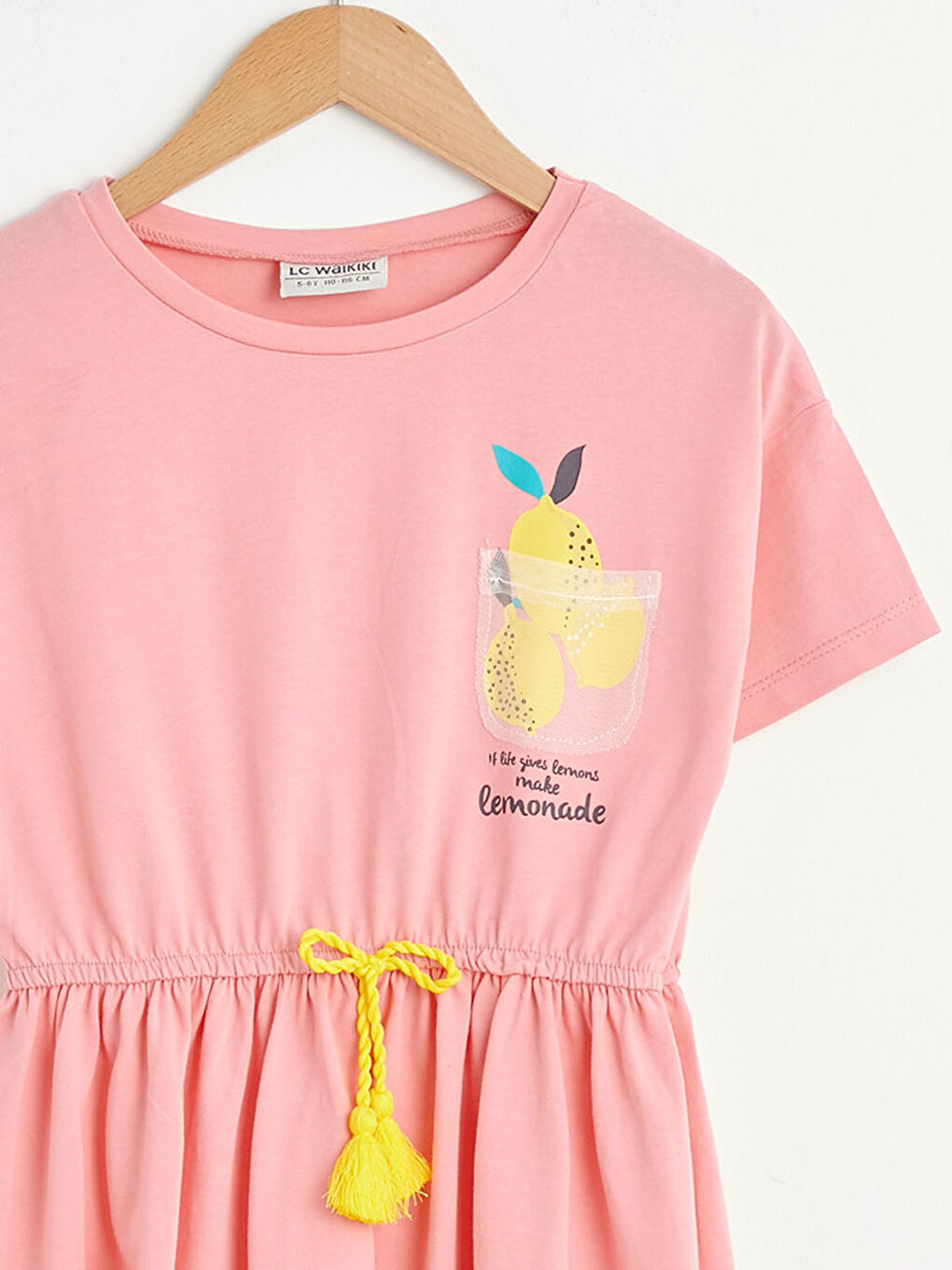 Crew Neck Printed Short Sleeve Girls' Dress-2