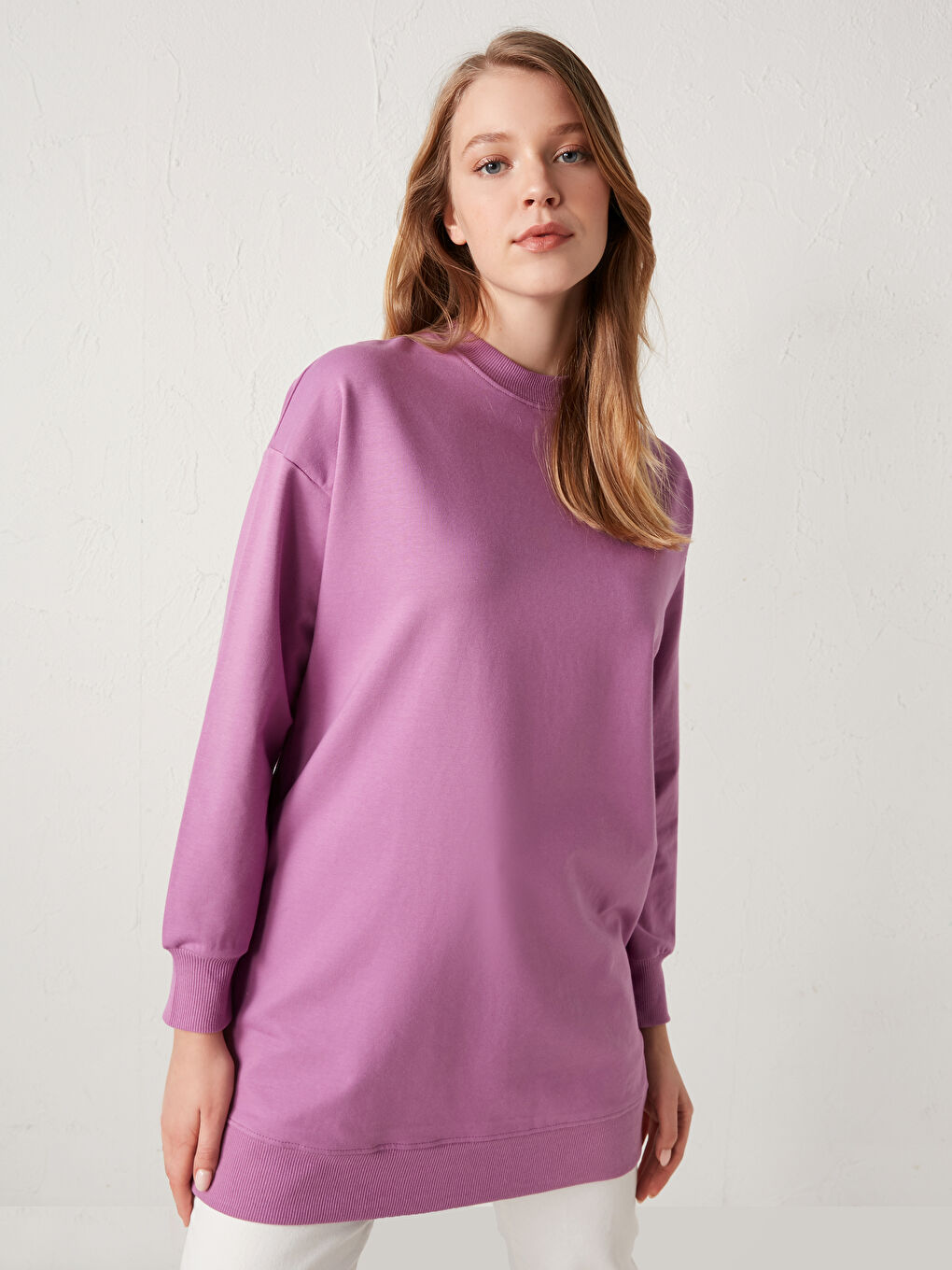 Crew Neck Oversize Women's Sweatshirt Tunic-1