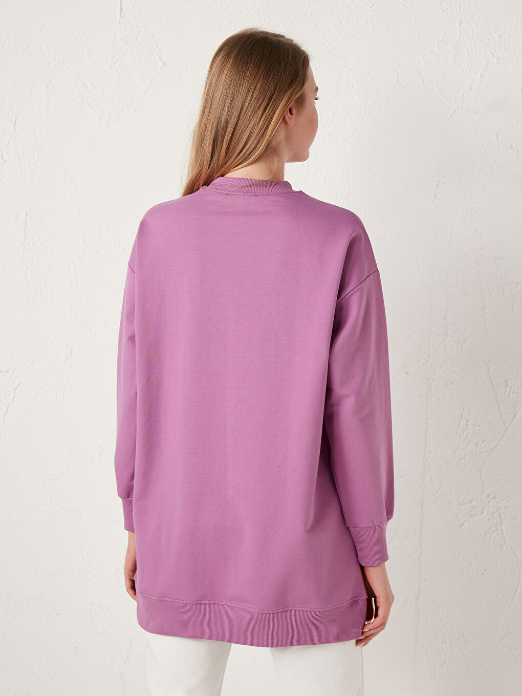 Crew Neck Oversize Women's Sweatshirt Tunic-3