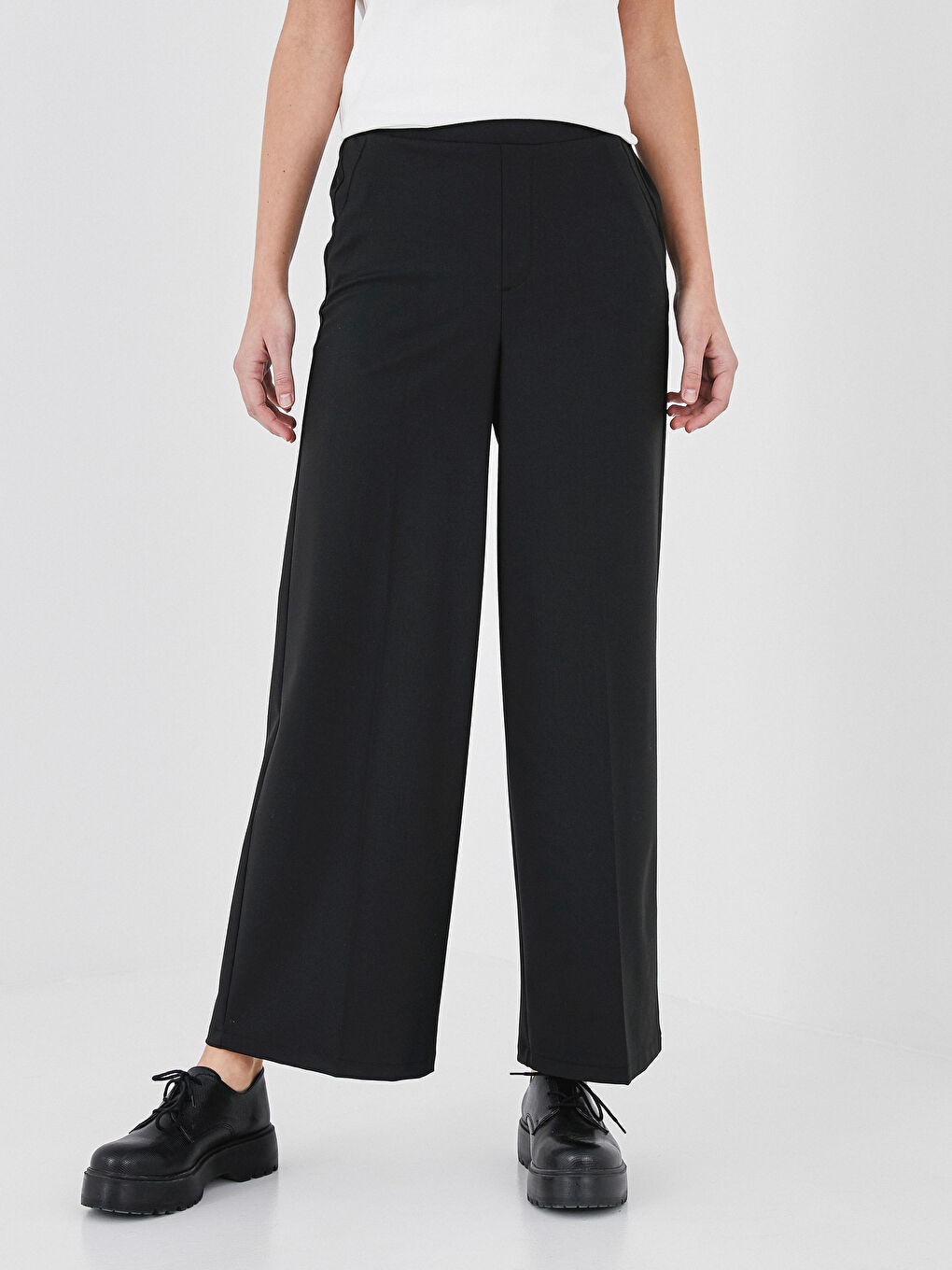 Elasticated Waist Wide Leg Trousers-2