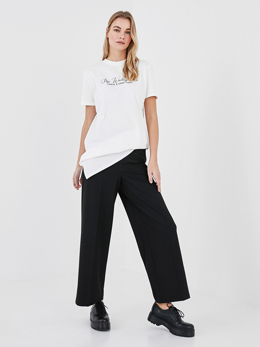 Elasticated Waist Wide Leg Trousers