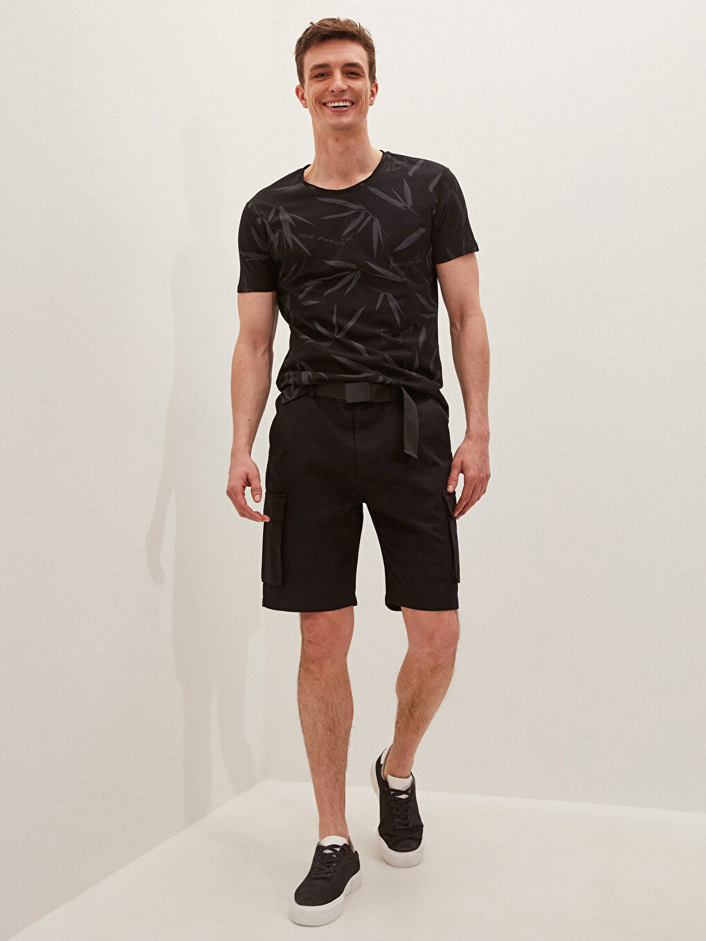 Ерлерге арналған тар пішім саржа карго шорты-1