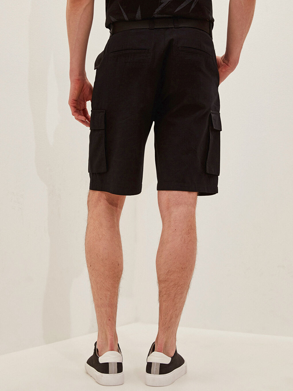 Ерлерге арналған тар пішім саржа карго шорты-4