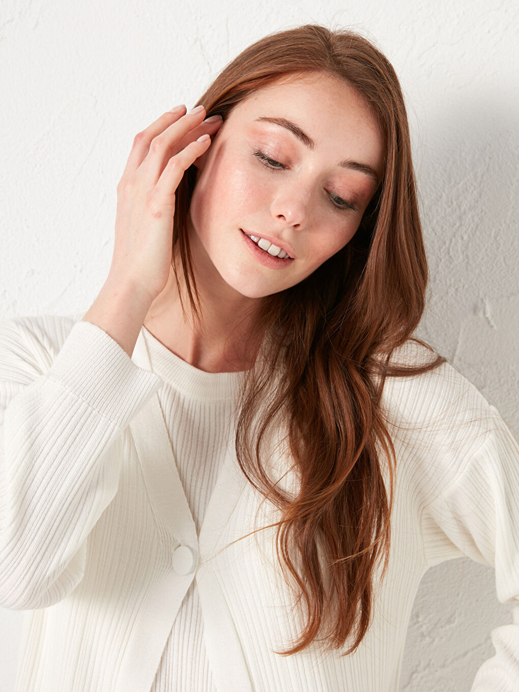 V Neck Plain Viscose Women Cardigan-5