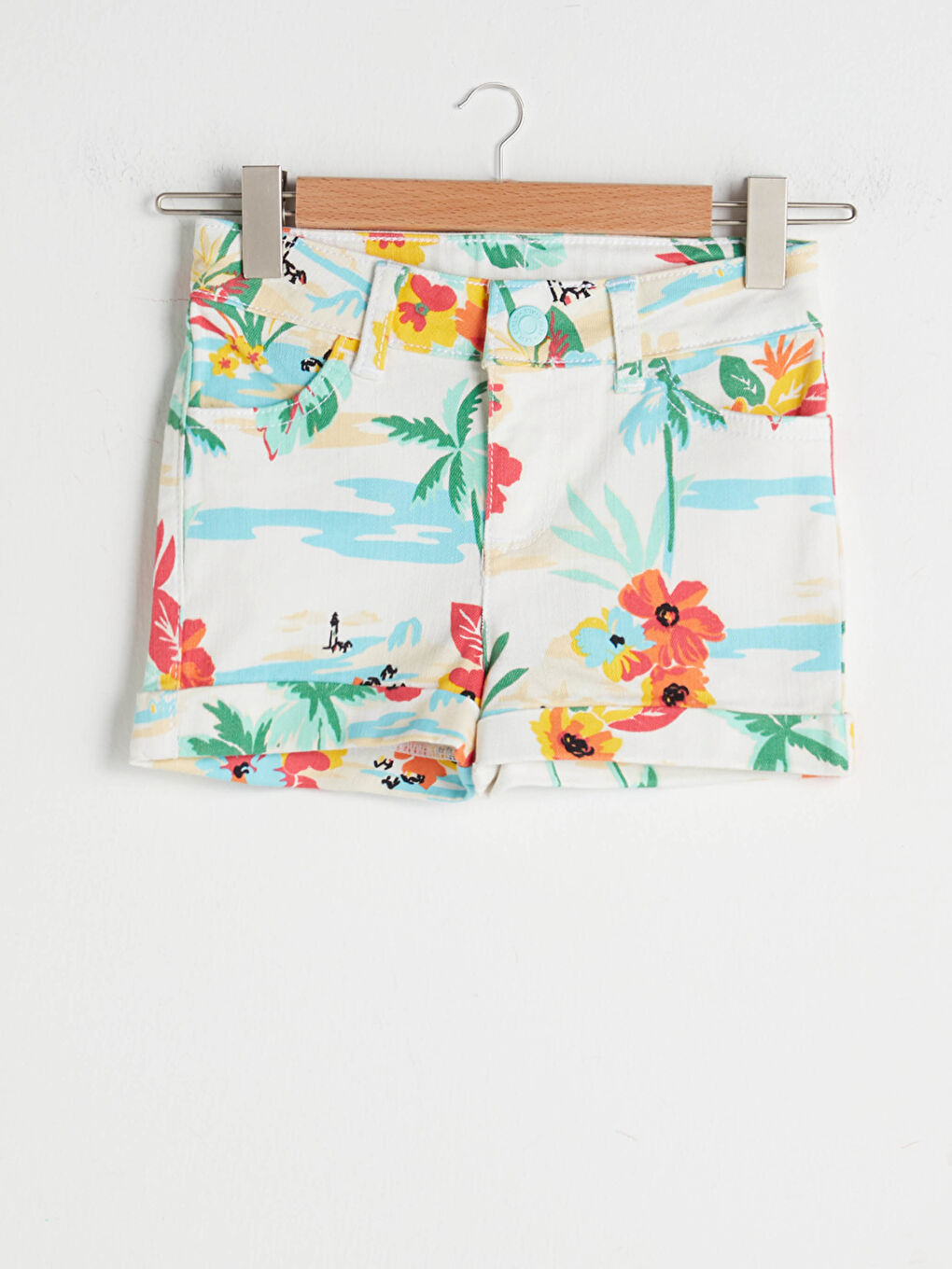 Patterned Gabardine Girl Shorts