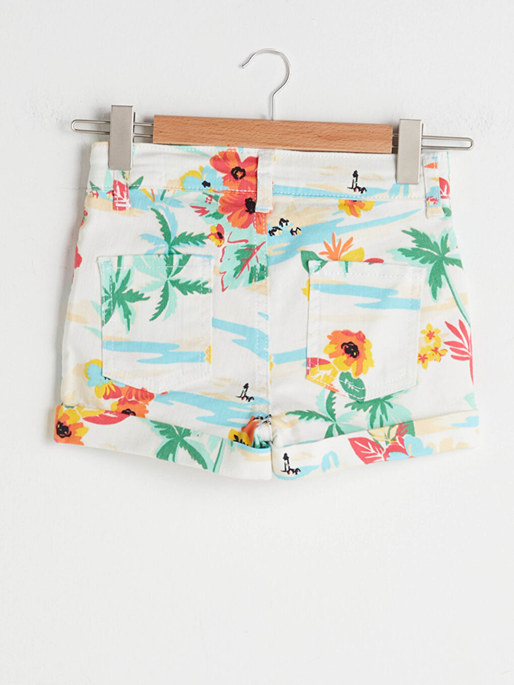 Patterned Gabardine Girl Shorts-1