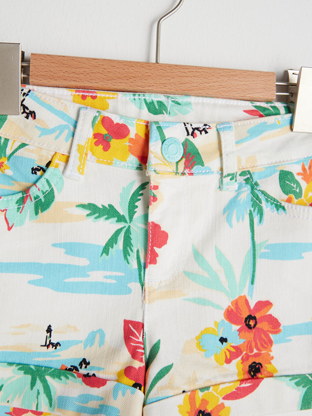 Patterned Gabardine Girl Shorts-2