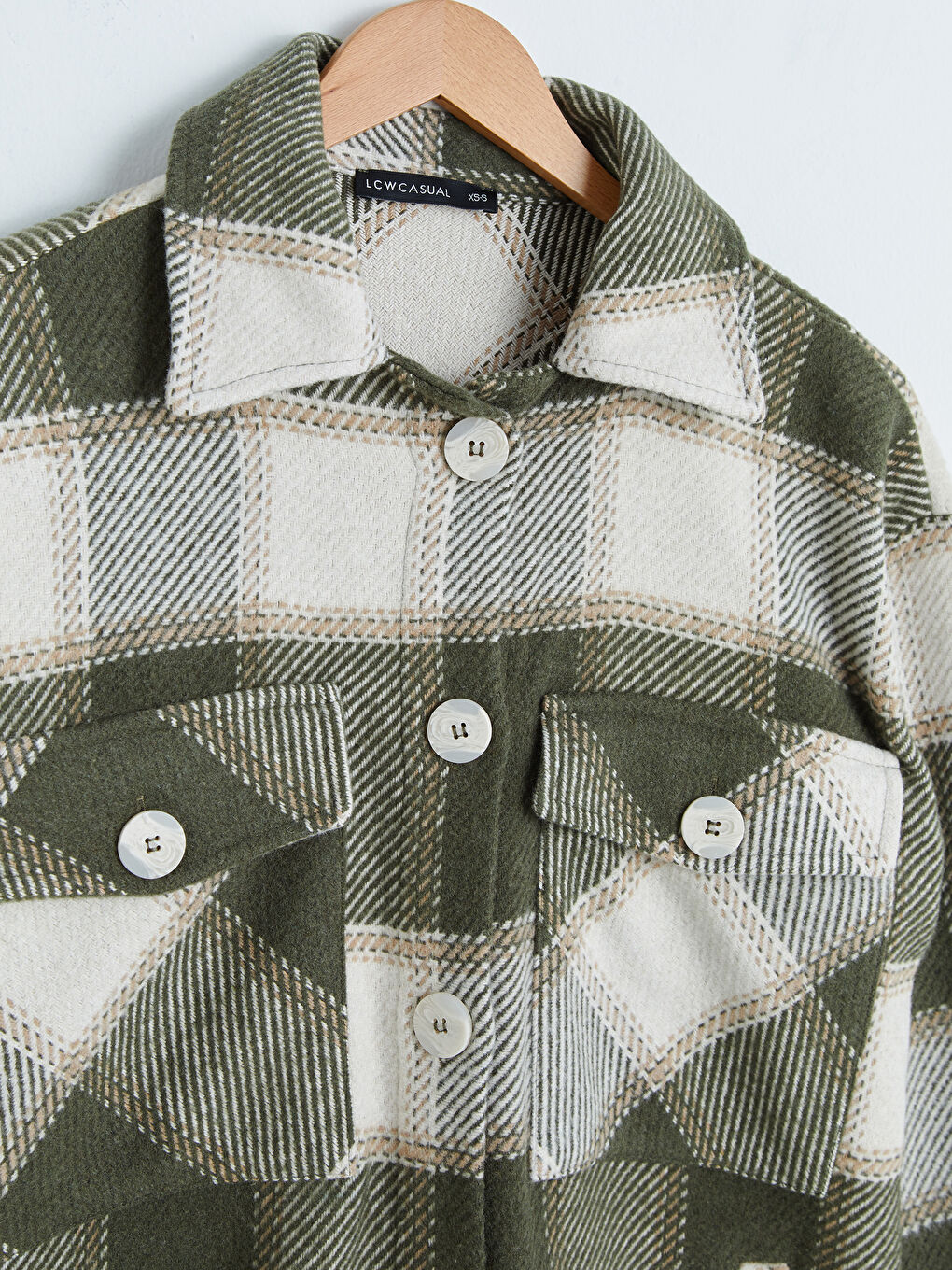 Pocket Detailed Plaid Long Sleeve Oversize Women's Shirt-6