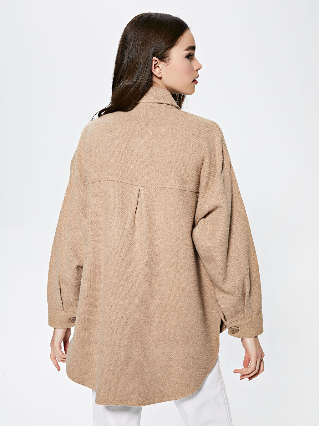 Рубашка Женская Оверсайз С Длинным Рукавом Прямого Кроя С Деталями Кармана-5