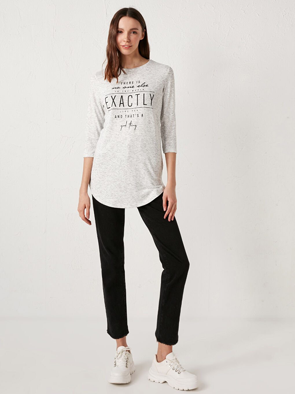 T-shirt imprimé avec slogan à col rond-2