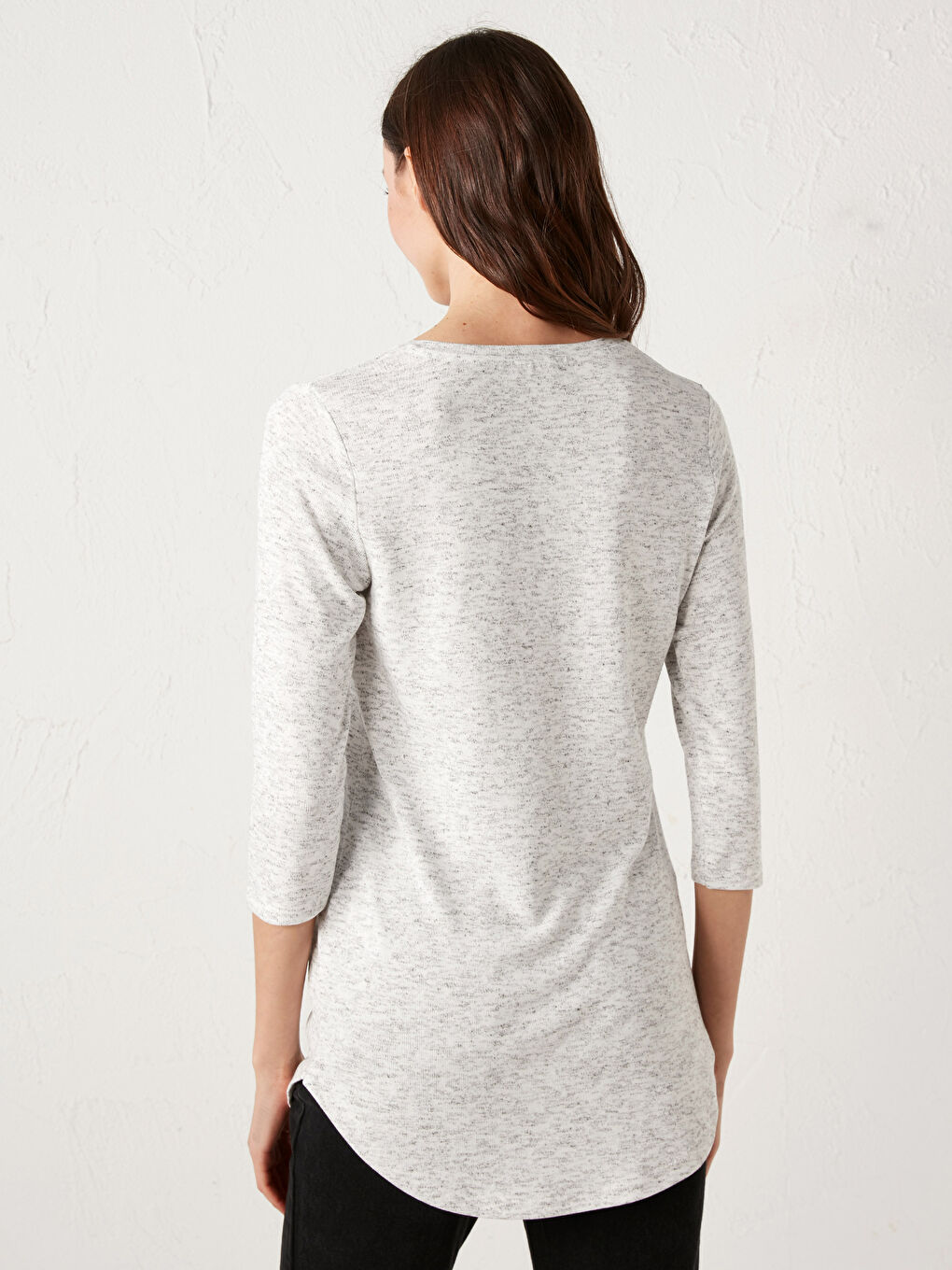 T-shirt imprimé avec slogan à col rond-4