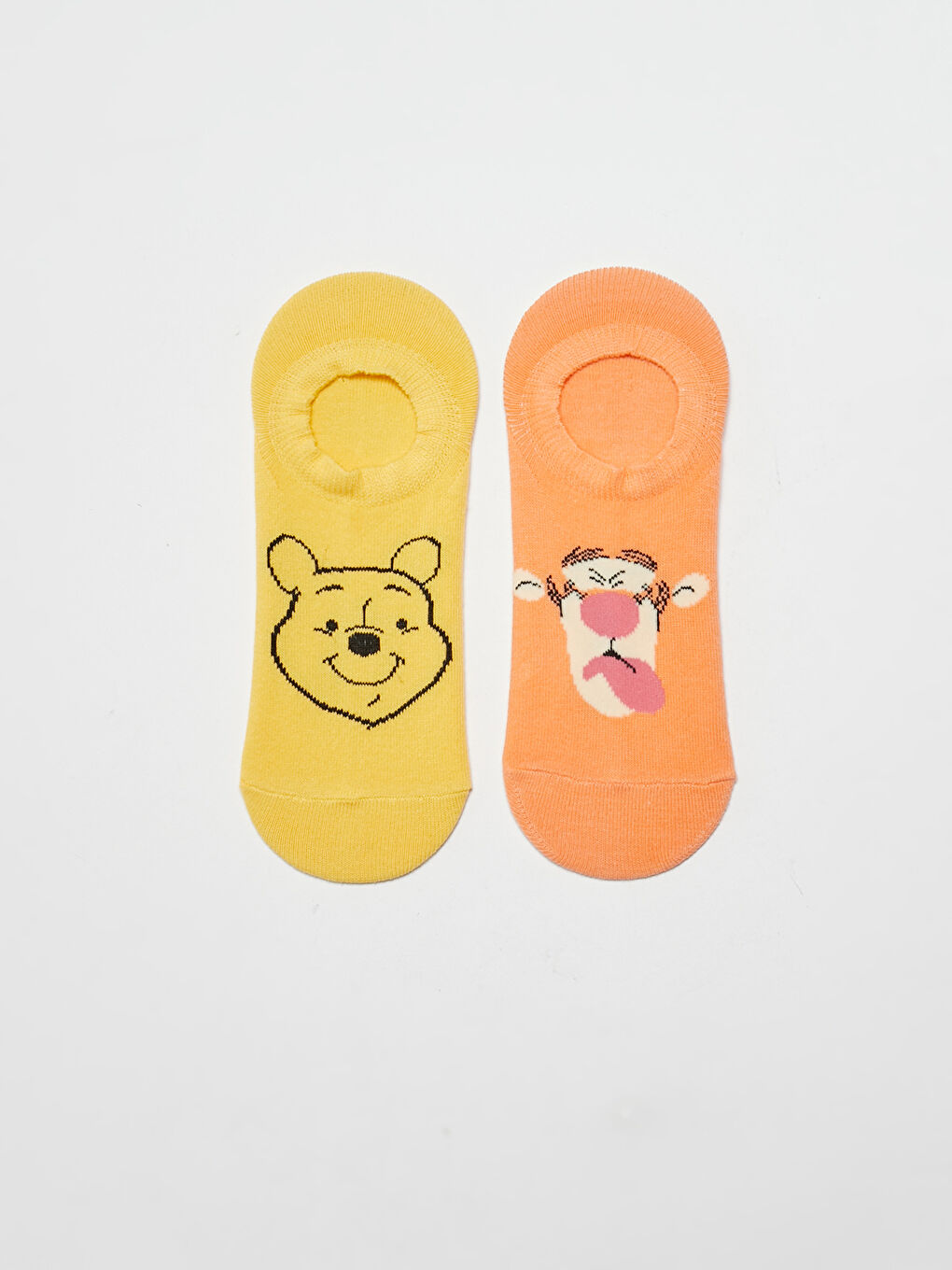 Sarı Winnie The Pooh Baskılı Pamuklu Kadın Patik Çorap 2'li-1