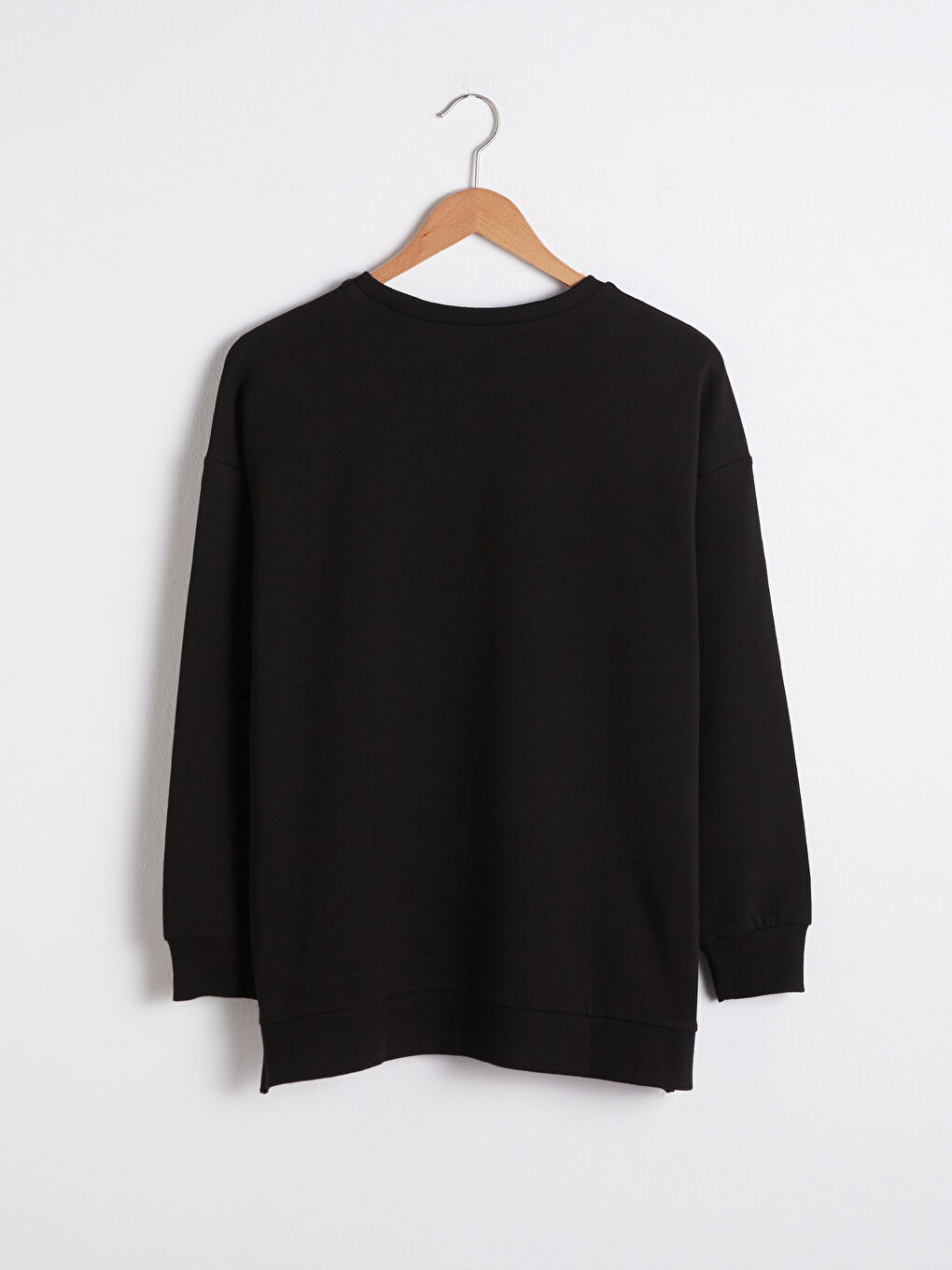 Siyah Bisiklet Yaka Slogan Nakışlı Sweatshirt-7