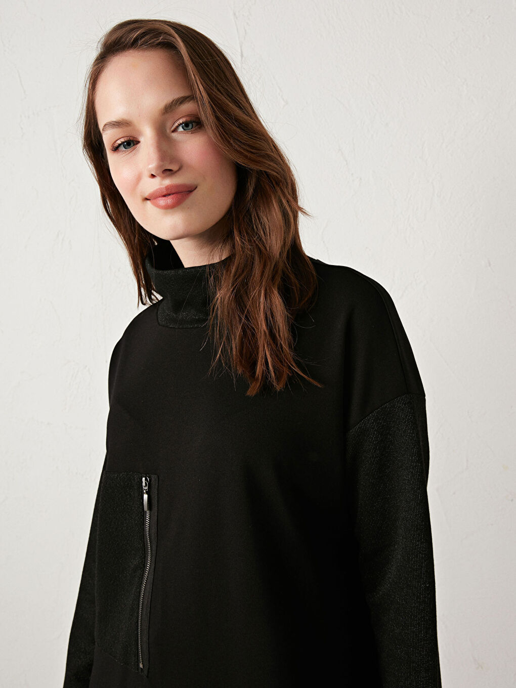 Turtleneck Zipper Detailed Tunic-2