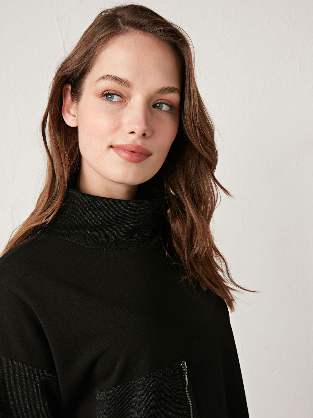 Turtleneck Zipper Detailed Tunic-3