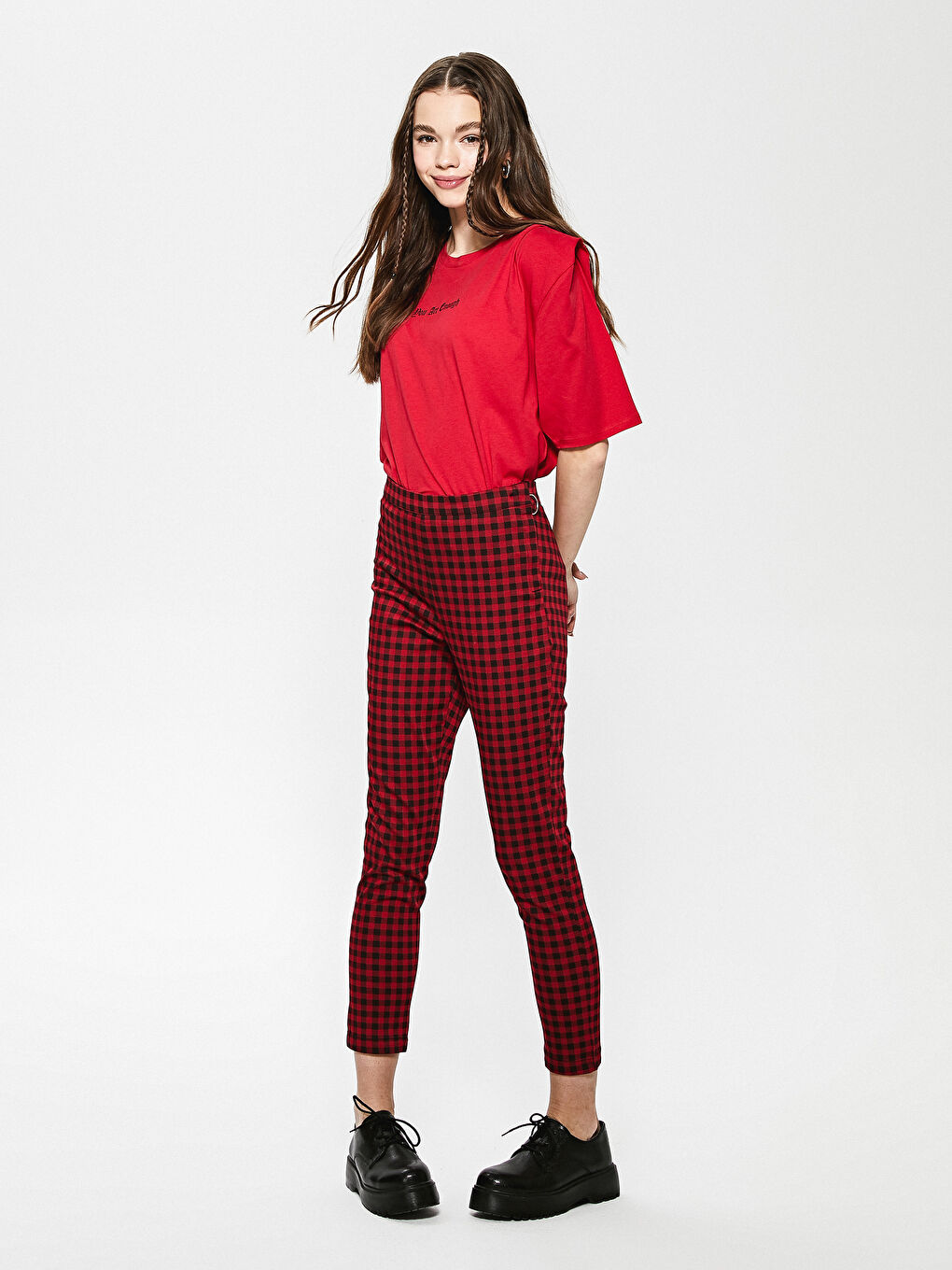 T-shirt imprimé avec slogan à col rond-2