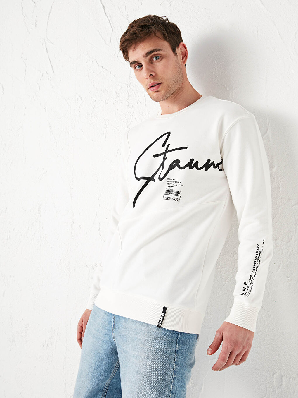 Crew Neck Long Sleeve Printed Men's Sweatshirt-1