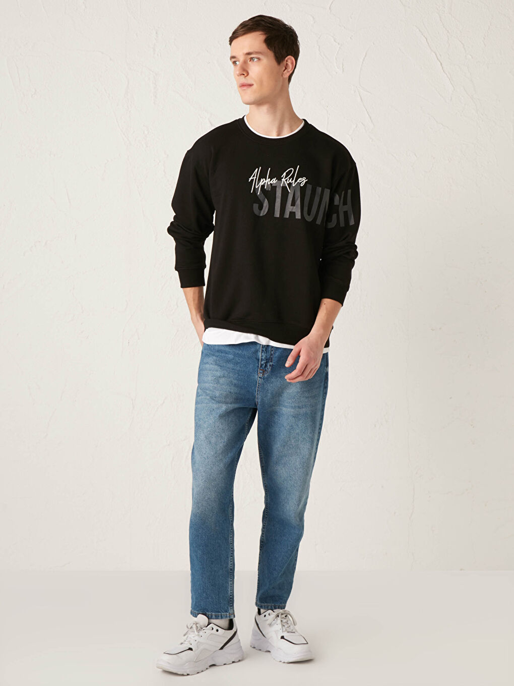 Crew Neck Long Sleeve Printed Men's Sweatshirt-2