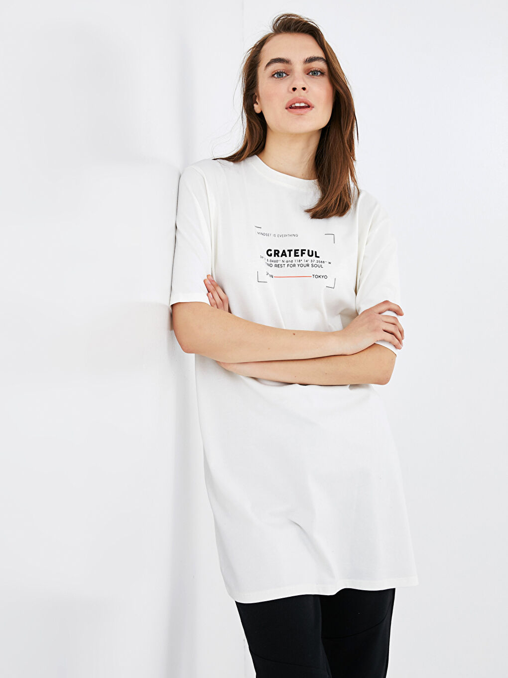 Slogan Printed Crew Neck Tunic-4