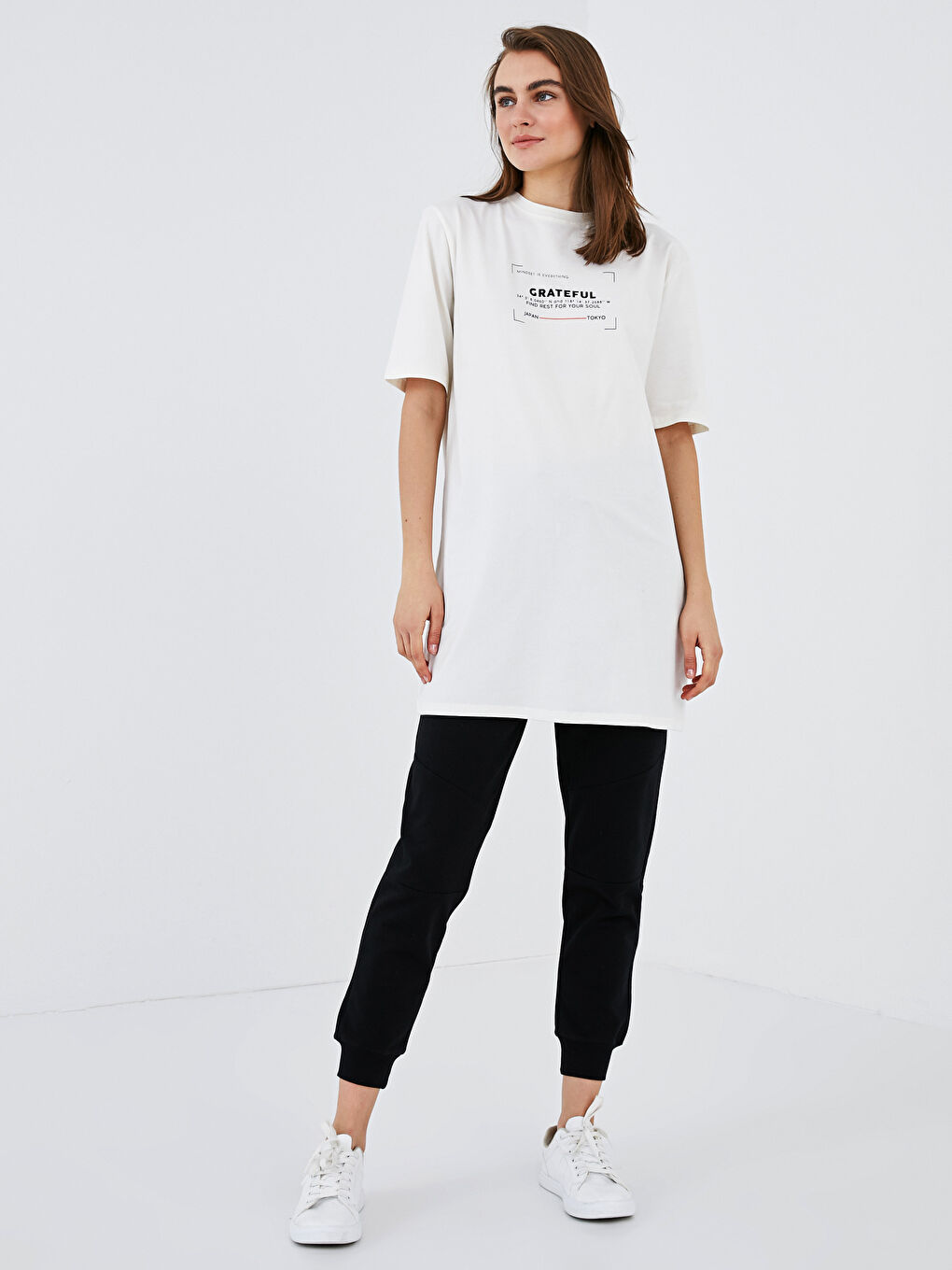 Slogan Printed Crew Neck Tunic-1
