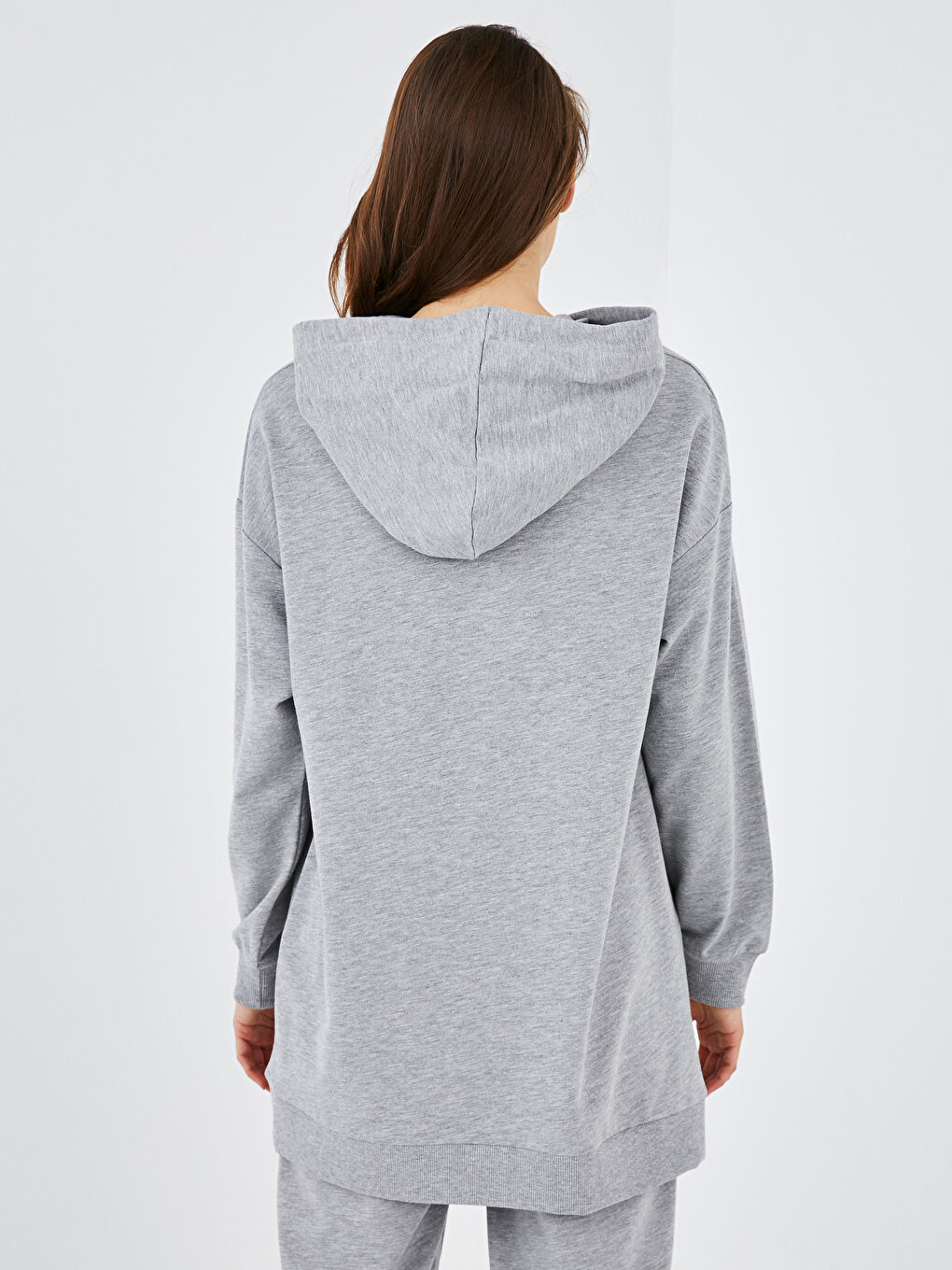 Baumwoll-Sweatshirt-Tunika für Damen mit Kapuze-3